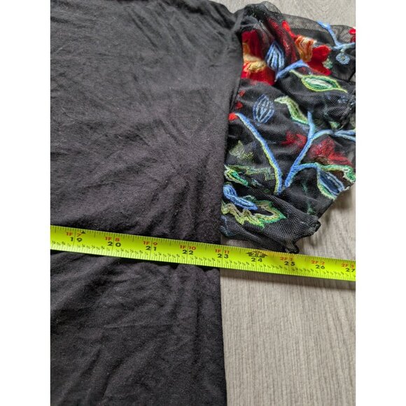 Black Kim & Cami Top With Sheer Embroidered Floral Sleeves Size 1X - Picture 6 of 6